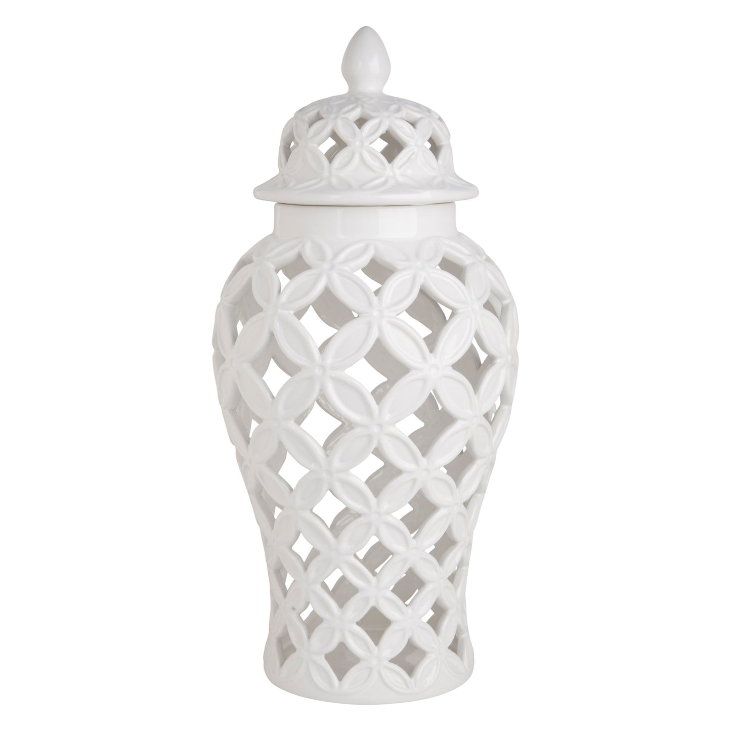 Pure Essence 14.5" White Lattice Ginger Jar