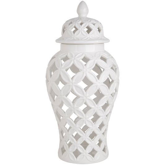 Pure Essence 18" White Lattice Ginger Jar