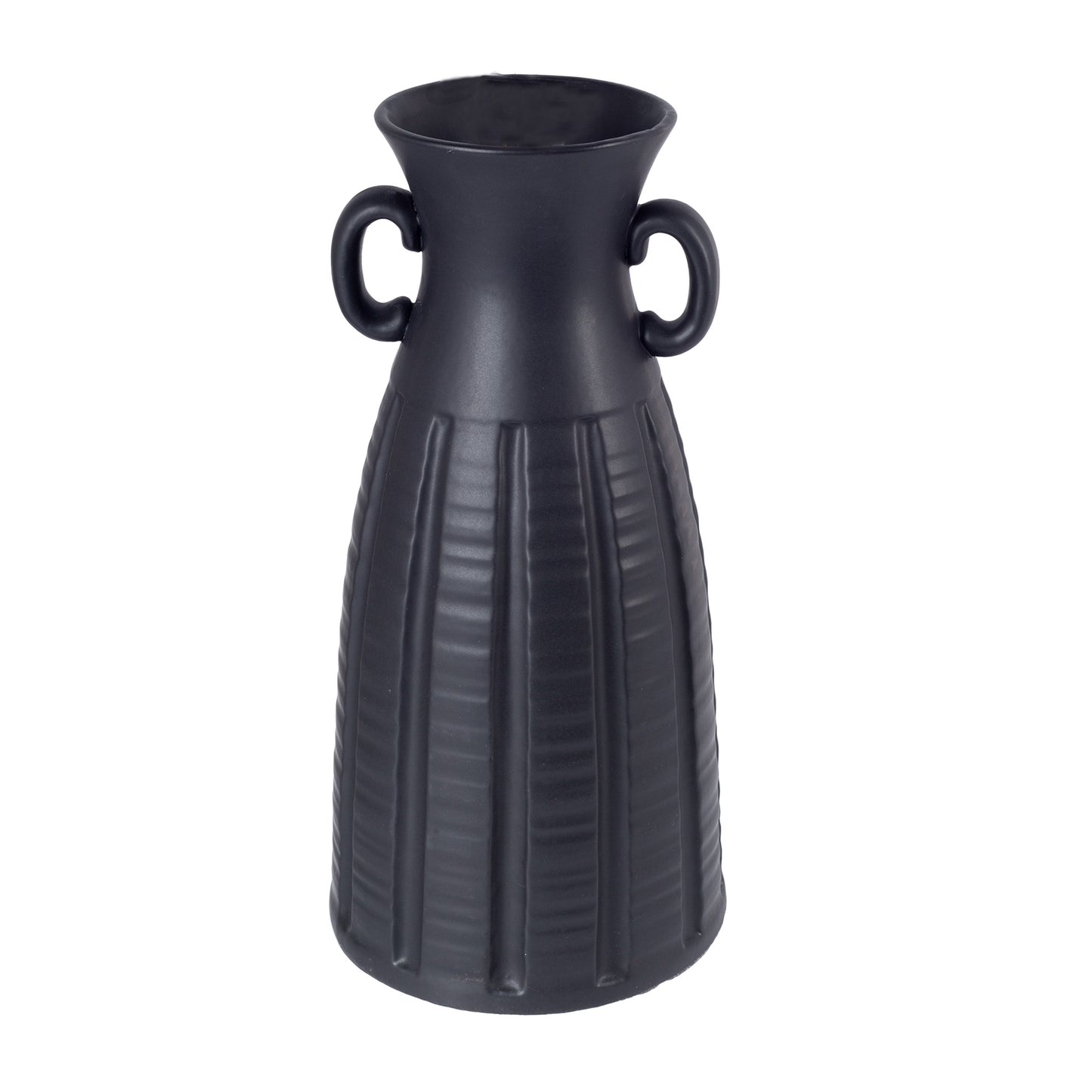 Noir Artifacts 6" x 12.5" Matte Black 2-Handle Vase