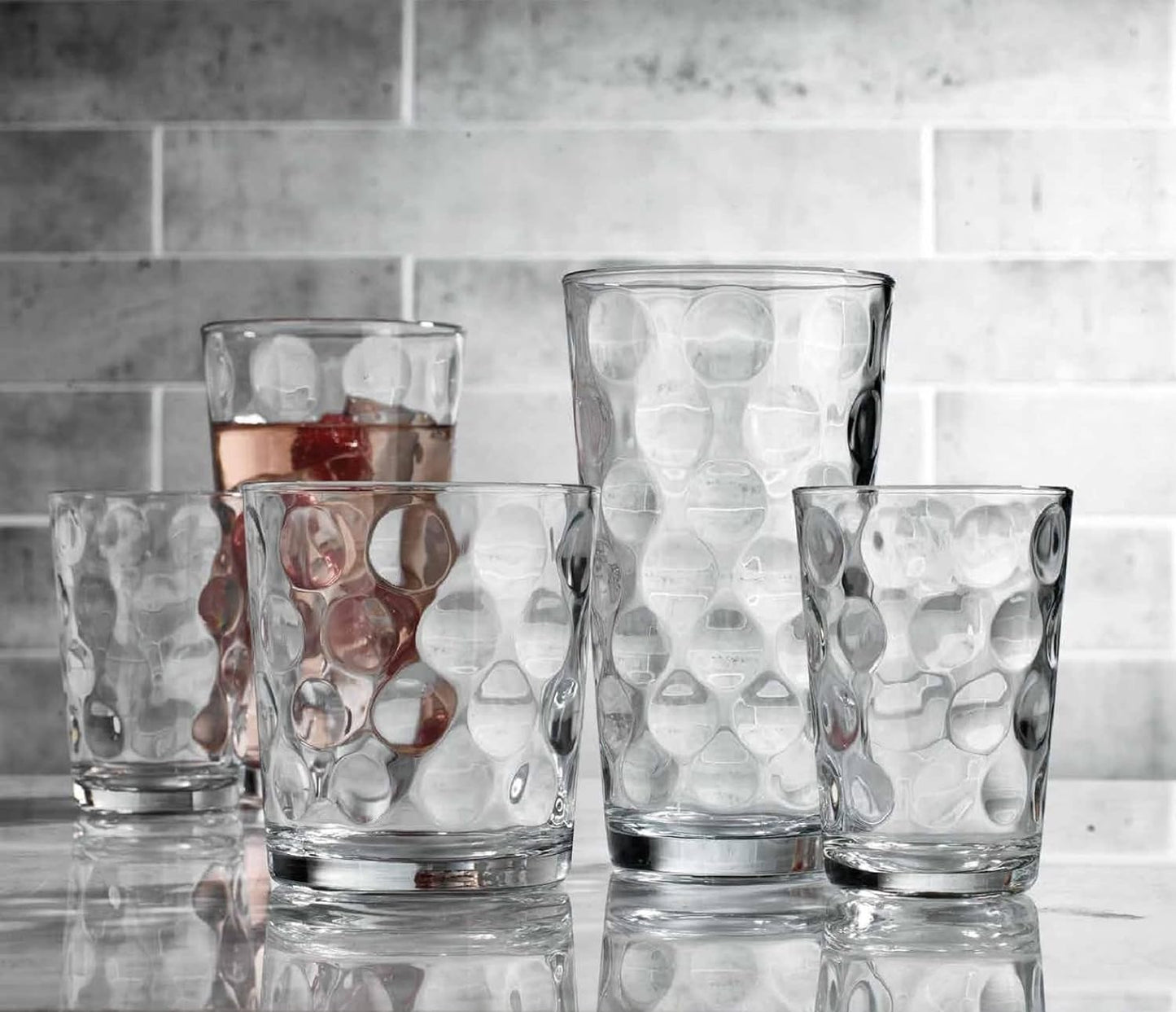 Home Essentials 12-pc Galaxy Glassware - Drinking Glasses, Mixed Drinkware Set. Highball 17 oz. Rock 13 oz. Juice 7 oz. Glass Tumblers