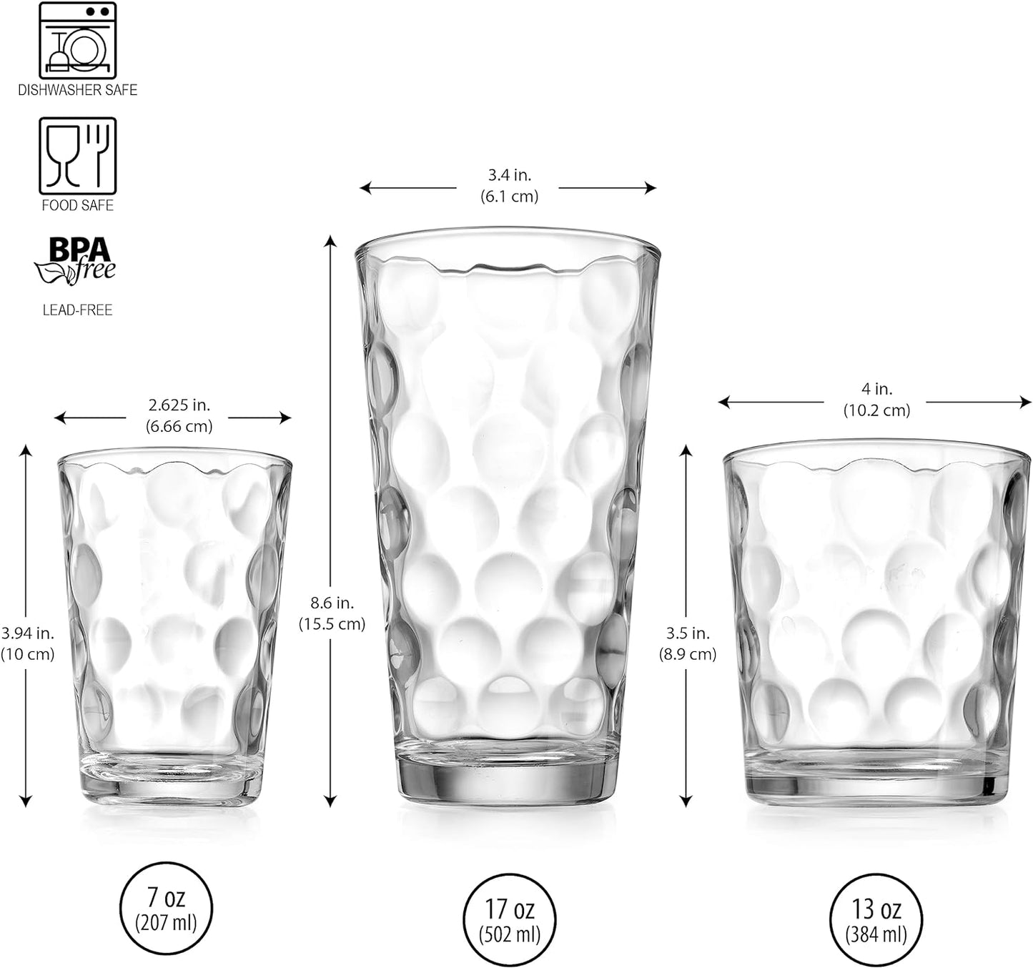 Home Essentials 12-pc Galaxy Glassware - Drinking Glasses, Mixed Drinkware Set. Highball 17 oz. Rock 13 oz. Juice 7 oz. Glass Tumblers