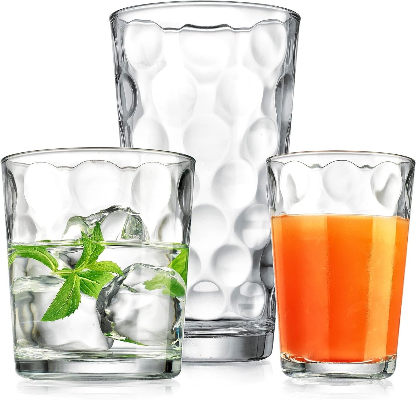 Home Essentials 12-pc Galaxy Glassware - Drinking Glasses, Mixed Drinkware Set. Highball 17 oz. Rock 13 oz. Juice 7 oz. Glass Tumblers