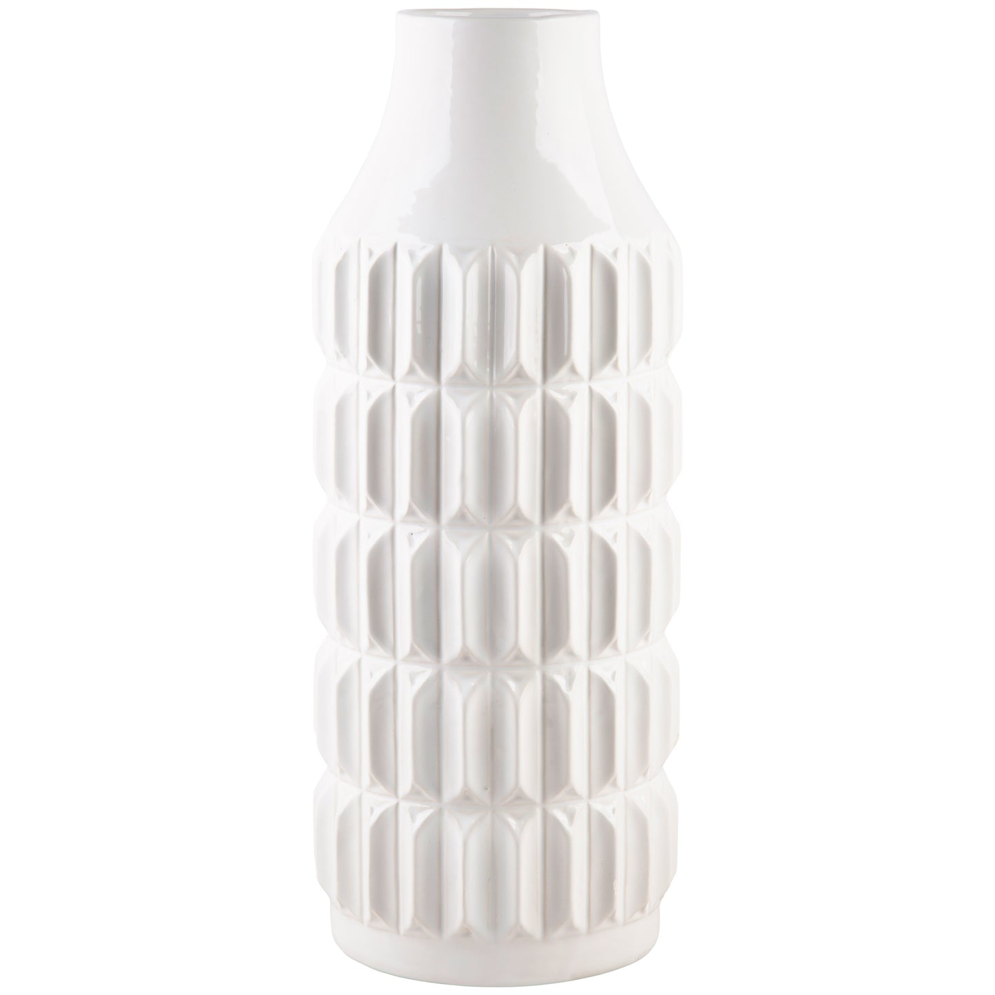 Pure Essence 16" White Modern Texture Vase