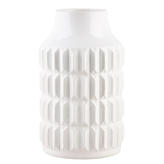 Pure Essence 8" White Modern Texture Vase