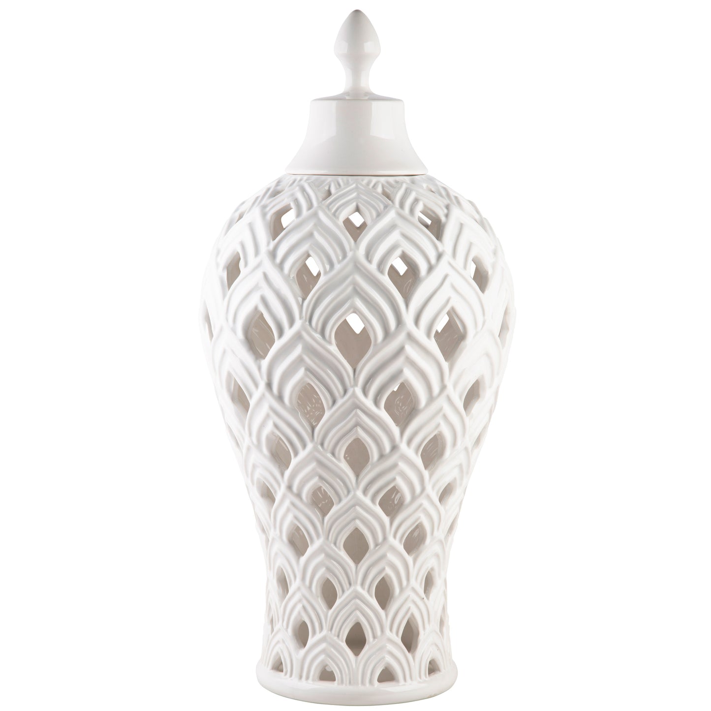 Pure Essence 21.5" White Pierce Ginger Jar