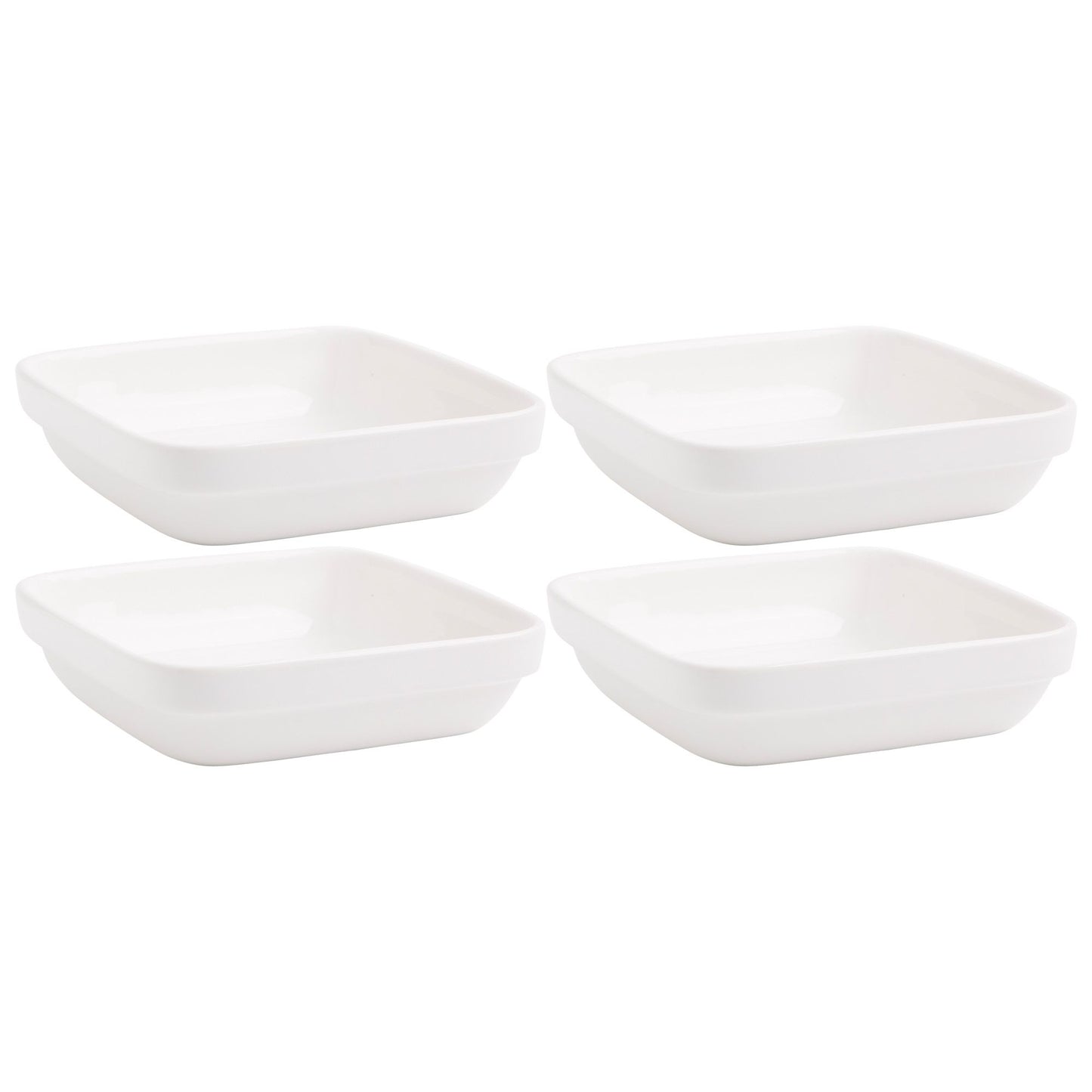 FF Set of 4 6" White Soft Square All Purpose Bowls