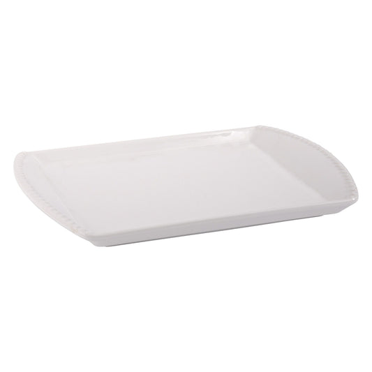 Pure White 15" Rectangular Bead Edge Tray