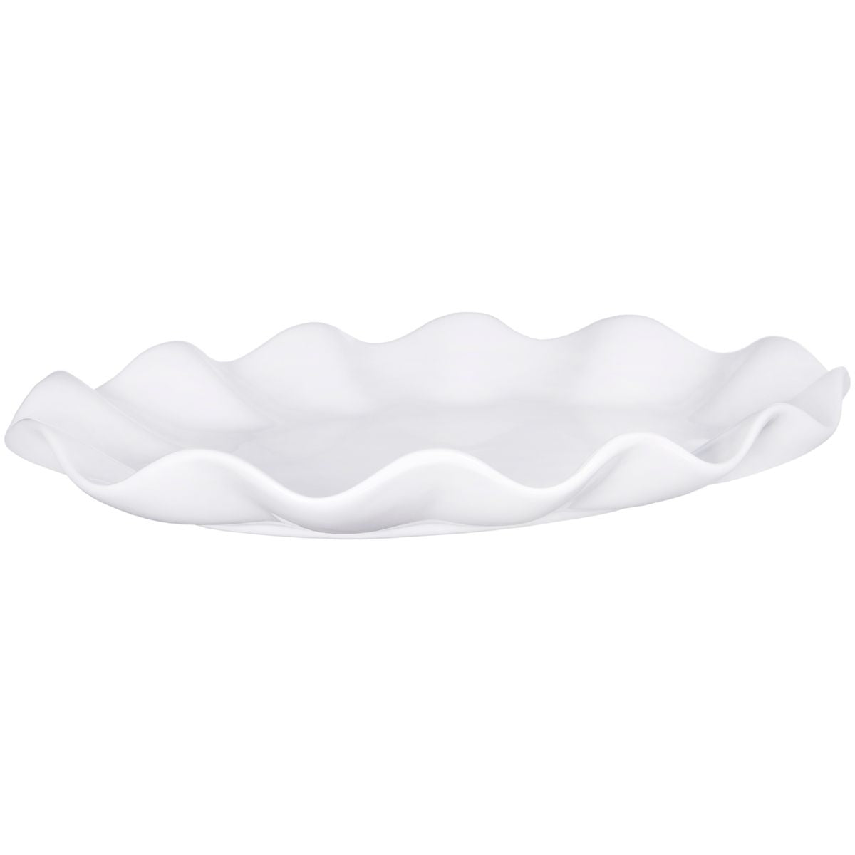 Pure White 16" Length Oval Ruffled Platter