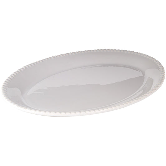 Pure White 16"x11" Bead Oval Platter