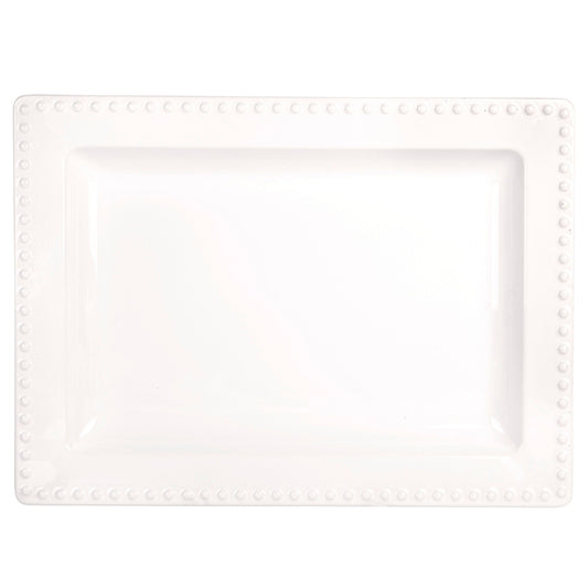 Pure White 15" Deep Rectangular Bead Platter