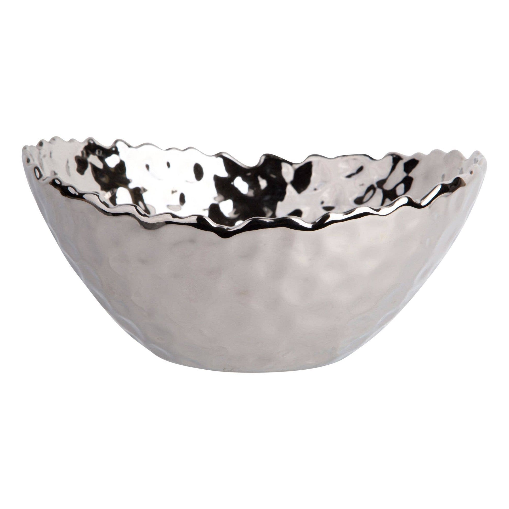 7" SLVR HAMERD OVAL SERVE BOWL