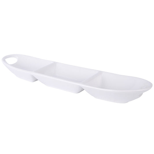 Pure White 18" Length 3 Section Oval Platter