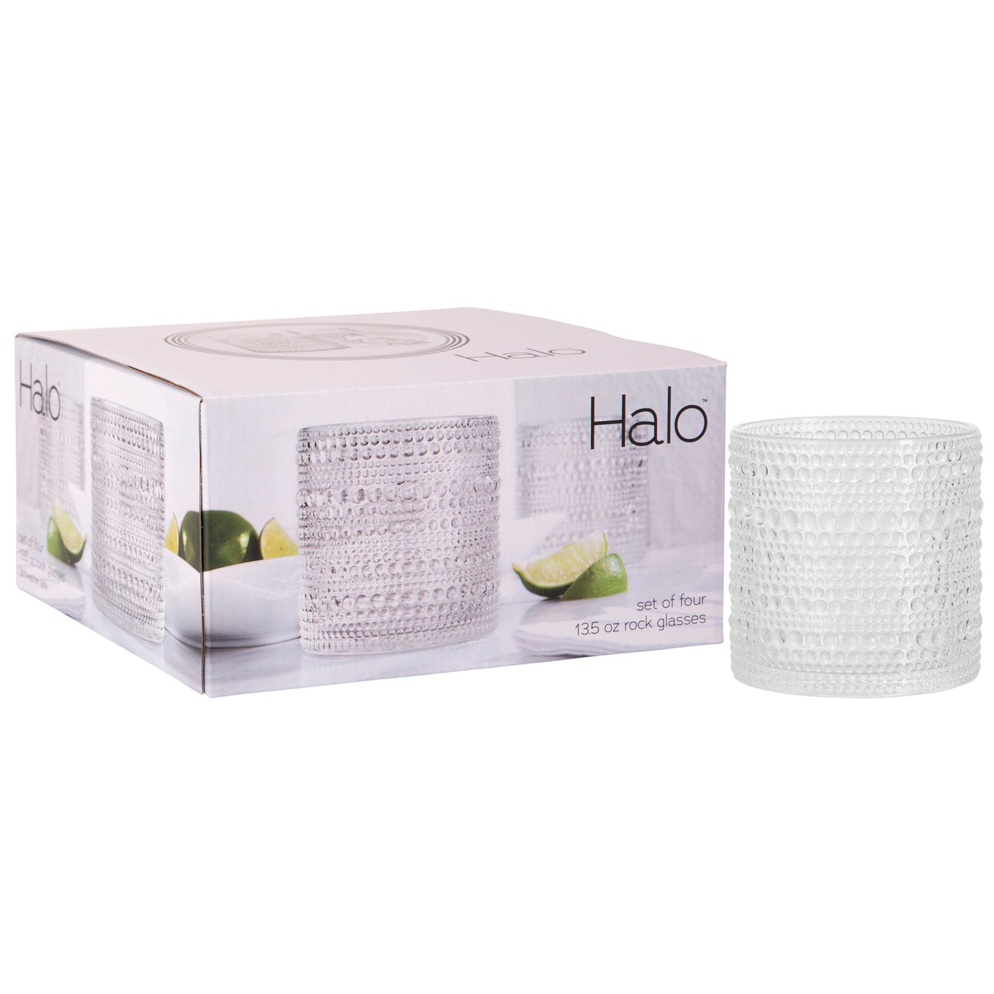 HALO Set of 4 Clear DOF 13oz Glass