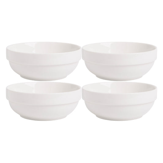 FF Set of 4 6" White Round Stackable All Purpose Bowls